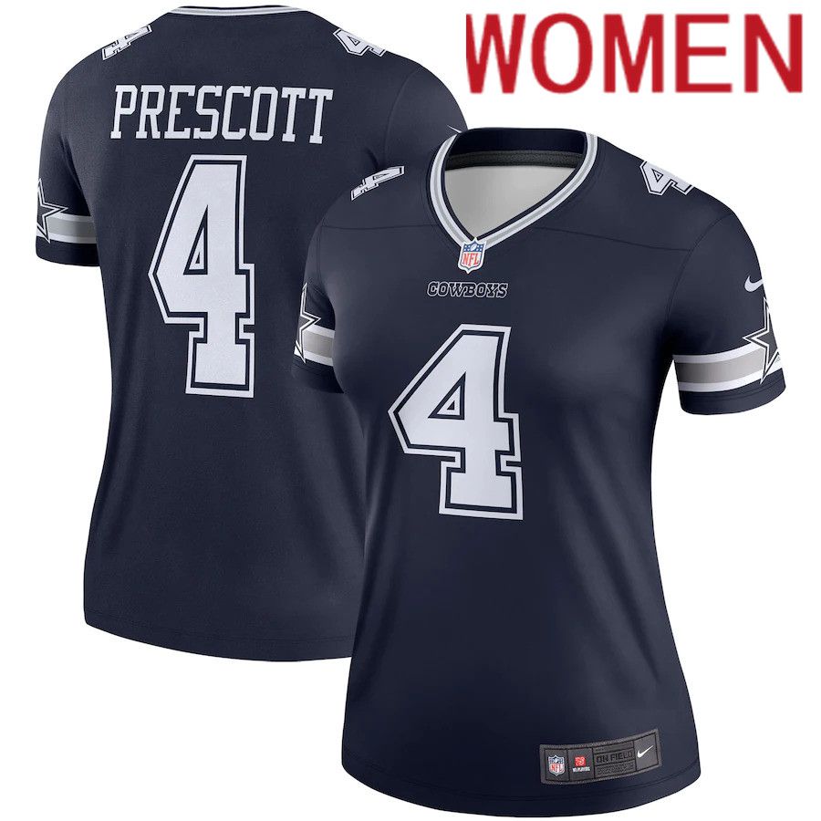 Women Dallas Cowboys #4 Dak Prescott Nike Navy Legend Player NFL Jersey